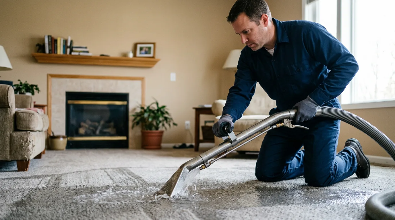 Water damage restoration technician working near Lenox Dale, MA